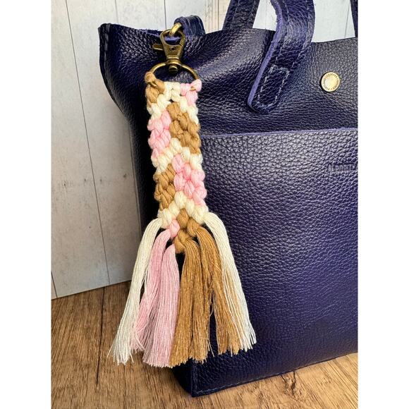 Neopolitan Pink Brown White Purse Charm Bag Charm Boho Accessories FAST SHIP NEW - Picture 3 of 6